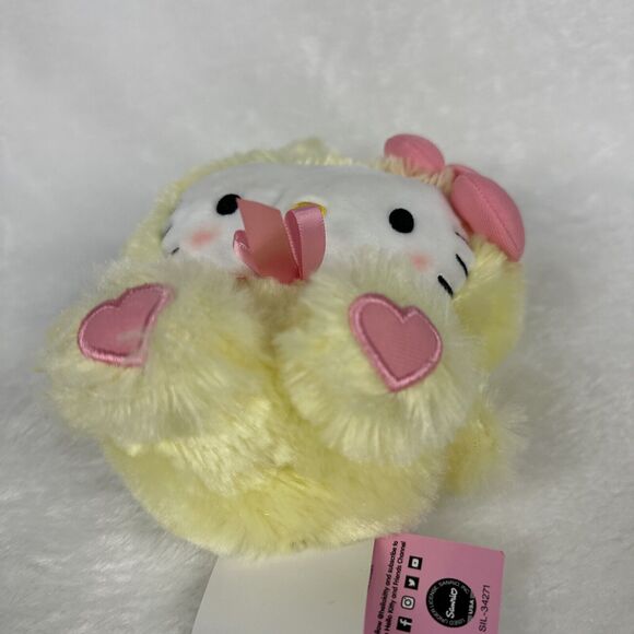 New Sanrio Hello Kitty 7" Yellow Bunny Rabbit Pink Bow Heart Plush Fuzzy Toy - Picture 5 of 10